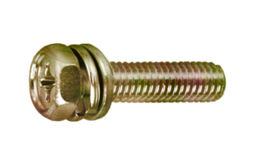 鉄(+)六角アプセット頭セムス小ねじ I＝4 (バネ座+ISO小形平座 組込)